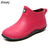 Boots Women's Rubber Anti-skid Colorful Unisex Ankle Boots Lightweight Slip on Shoes 2023 Fashion Water-proof Drop