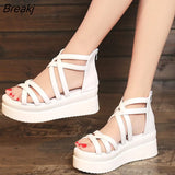 Sandals women's summer women's slope heel thick bottom open toe new ZIPPER HIGH HEEL
