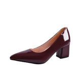 New Style Pointed Sexy Thick Heel Shoes Solid Color Fashion Versatile Shoes Wedding Banquet Celebrity Style Talon