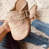 Women's Canvas Mule Clogs Closed Toe Cork Footbed Slide Slippers Ladies Fashion Print Trimmed Fringe