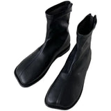 Women's Shoes White Ankle Boots Boots-Women Zipper Flat Heel Fashion Low 2023 Autumn Rock Rubber Leather Ladies Rome PU
