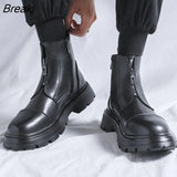 Thick-soled Boots Men's Tide Ins Short Boots Motorcycle Boots Tooling Boots High-top 8-hole Genuine Leather Boots