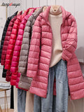 Slim Women Duck Down Jacket Long Ultra Light Thin Casual Coat Women Down Coat Puffer Jacket Slim Remove Hooded Parka