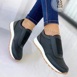 New Round Head Thick Soles Elastic Sneakers Women's Large Size Low Help Shallow Single Shoe Casual