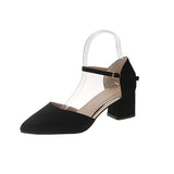 Sandals 2023 Summer Large Size Women's Low Medium Heel Dress Shoes White Buckle Strap Heels Female Beige New Fashion