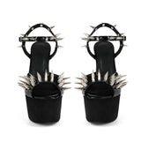 Breakj Club Sexy Rivet Black Water Table Fine High Heel Transfled Large Women High Heel