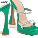 Size 35-42 Women Summer Outdoor Sandals High Heels Ladies Fashion Female Slippers Elegant Slides Platform Bling
