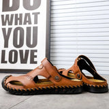 Men's Sandals Leather Men's Slippers Fashion Sandals Luxury Soft Outoor Slippers Man Beach Shoes Big Sizes