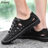New Summer Men Genuine Leather Sandals Business Casual Shoes Men Outdoor Beach Sandals Roman Men Summer Water Shoes Size