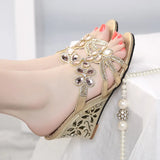 The Summer Of 2024, A New Style With Diamond Sandals, Women's Slope Heels, Elegant Temperament, Sexy Crystal