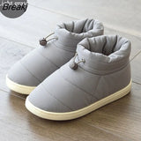 Women Winter Waterproof Down Shoes Plus Size 45 Warm Plush Flat Snow Boots Woman Indoor Non-slip Couple Cotton