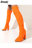 New Autumn and Winter Over The Knee High Boots Women's Sexy Party Mature Towel Cotton Boots Motorcycle Boots High