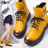 Leather Shoes Women Boots 2022 Autumn Winter Fashion Handmade Ankle Boots Warm Soft Outdoor Casual Flat Shoes