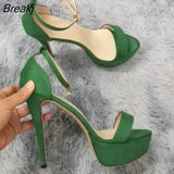 Women Sandals Sexy Crystal Flash Open Toes 14cm Supper High Heels Patent Leather Nighclub Platform Party Red Wedding