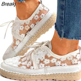 Comfortable Loafers 2022 Women's Retro Mesh Breathable Flat Casual Shoes 35-40 Hollow Embroidery Lace Up Female