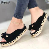 New Summer Womens Sandals Bow-Knot Casual Women Slippers Platform Comfortable Slides Slip-On Outdoor Sports Casual