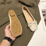 Female Flats Ballerina Shoes Women Fashion Square Toe Pleated Ballet Bow Knot Shallow Moccasin Casual Loafer Sliver