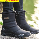 Snow Boots for Men Waterproof Ankle Boots with Fur Winter Shoes Non-slip Women Boot Outdoor Thick Plush Warm Men's