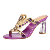Women With Crystal High-Heeled Sandals Wear 2024 New Diamond Sandals In Summer. Roman Slippers Are