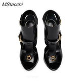 Chain Gladiator Sandals Women High Heel Shoes Runway Slingback Star Style Pumps Banquet Party Sexy Women's Sandals