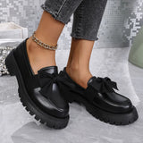 Breakj Shoes Women 2025 Spring And Autumn New Round Head British Wind Singles Women's Size One-Legged Little Leather