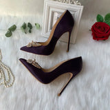 Glitter Bow Women Satin Pointy Toe High Heels Slip On Party Wedding Shoes Gorgeous Stiletto Pumps Size 33-45