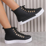Shoes Women's Thick-Solle Shoes 2025 New Round Head High-Top Casual Board Shoes