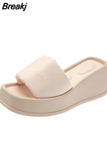 Sole Wedges Flip Flops for Women 2023 Summer Clip Toe Platform Sandals Woman Non Slip Beach Slippers High Heel