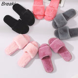 Women Open Toe Furry Slippers 2022 Fashion Slides for Women Home Warm Indoor Cotton Slippers Ladies Casual Shoes Fur Flip
