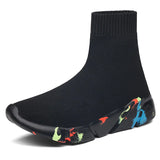 Unisex Socks Shoes Breathable High-top Running Shoes Men's Casual Sneakers Mesh Stretch Fabric Slip-On Ladies Sports