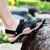 Men Summer Sandals Leather Outdoor Beach Shoes Pure Handmade Shoes Fashion Big Size Slippers Men Luxury Casual
