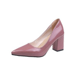 New Style Pointed Sexy Thick Heel Shoes Solid Color Fashion Versatile Shoes Wedding Banquet Celebrity Style Talon
