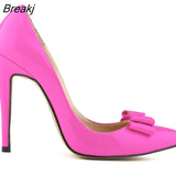 Fashion Patent Leather Women's Pumps Sweet Bow Pointed Toe High Heels Stiletto Wedding Shoes