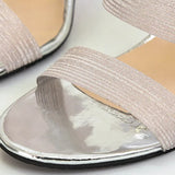 2024 Fashion Silver High Heels Sandals Women Summer Transparent Heeled Slippers Woman Open Toe Shiny Party Shoes
