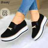Women Sneakers Slip on Zipper Thick Bottom Solid Color Vulcanized Shoes Casual Wedge Walking Flats Zapatillas De