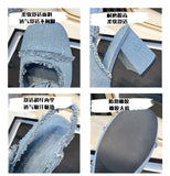 Women Summer 7cm High Heels Shoes Sandals Lady Bling Mules Slingback Silver Pumps Female Denim Sandals Bridal Quality