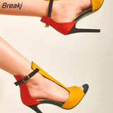 New Summer Yellow High Heels Women Gladiator Sandals Ankle Buckle Strap Fashion Stripper Ladies Shoes zapatillas