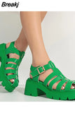 Chunky Heels Sandals 2023 Spring Summer Shoes Gothic Style Cool Fashion Walking Comfy Office Lady Woman Shoes