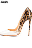 sexy night club party wedding shoes women Leopard print high heels slip on pointed toe 12cm stiletto pump QP033