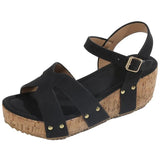 Design Chunky Platform Sandals for Women Summer 2023 Buckle Strap Wedge Sandles Woman Rivet Thick Sole Gladiator