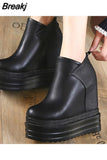 Ankle Boots Zipper Women Shoes Autumn Luxury Designer Clogs Platform Boots-Women Round Toe Low Fashion 2023 Wedge Ladies