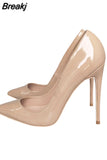 Color Women Pumps 12cm High Heels Shoes Nude Pointed Toe Sexy Stiletto Ladies 10cm 8cm plus size QKOU005