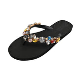 Breakj Women's Summer New Fashion Women's Sandals Casual Flat Feet Flip-Flop Glass Water Drill Decoration Ladies Beach