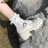 Women's Autumn Japanese Style Lolita Shoes Vintage Soft High Heel Platform Leather College Student Mary Jane Ladies White