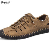 New Summer Men Genuine Leather Sandals Business Casual Shoes Men Outdoor Beach Sandals Roman Men Summer Water Shoes Size