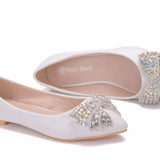 Breakj New Summer Autumn Korean Version Of AB Water Drill Women's Shoes Bow Head Shallow Single Shoes Women's Flat