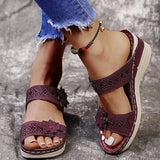 Crystal Thick Sole Slippers for Women Summer Flower Wedges Sandals Woman 2023 Non Slip Beach Shoes Ladies Plus Size