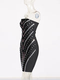 Spring 2025 New Sexy Hot Boa Feng Shui Drill Splicing Design High-Waisted And Hip-Bossed Dress Dress