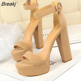 Women High Heels New Ladies Shoes Fashion Sandals Sexy Nightclub Party Platform Wedding Shoes Pumps Square Heel Peep Toe
