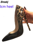 sexy night club party wedding shoes women Leopard print high heels slip on pointed toe 12cm stiletto pump QP033
